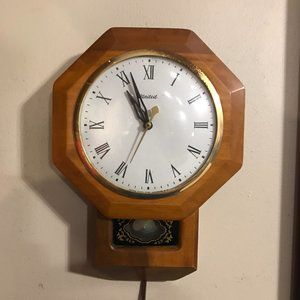 Vintage United Wood Electric Wall Pendulum Clock
